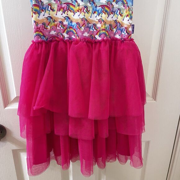 Posh Peanut Lisa Frank Markie Magic Rainbow Unicorn Pink Tulle Dress Girls 10-12 - Picture 3 of 16